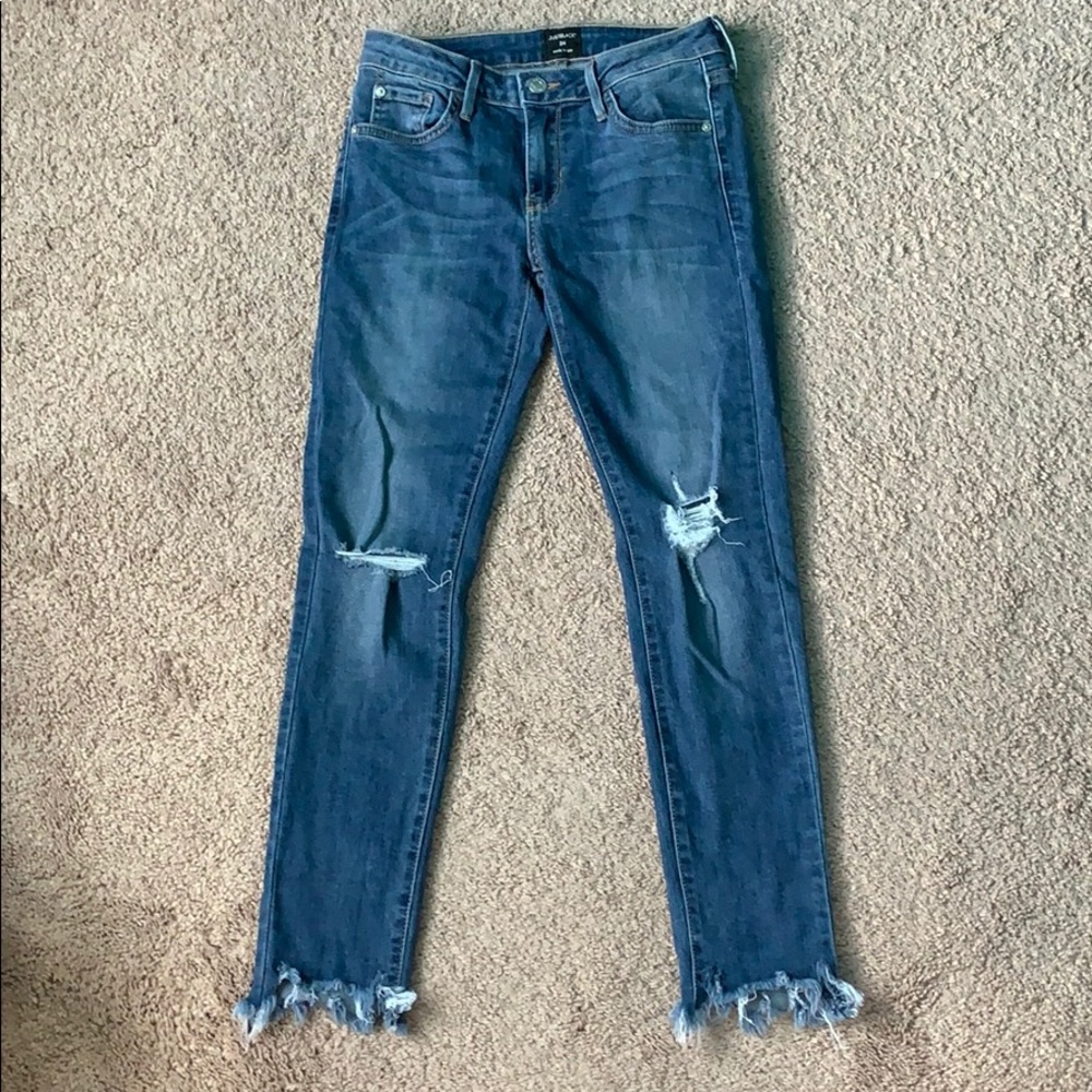 Just black hem bite skinny jeans